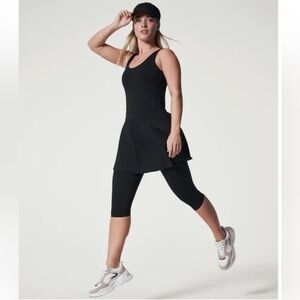SPANX Black Leggings with Skirt Overlay